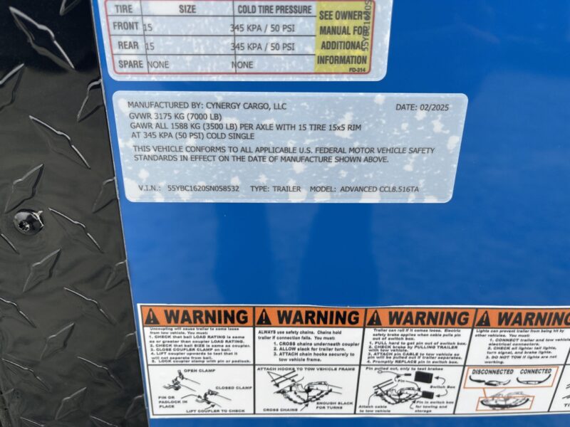 2025 Cynergy 8.5x16 Enclosed Pro Series Slant-V Blackout Ramp 7K - - Image 14