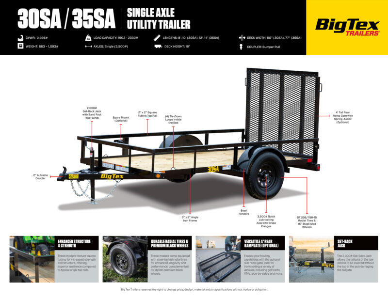 2025 Big Tex 30SA 5x10 Utility Landscape Trailer 3K GVWR - On Order - Image 4