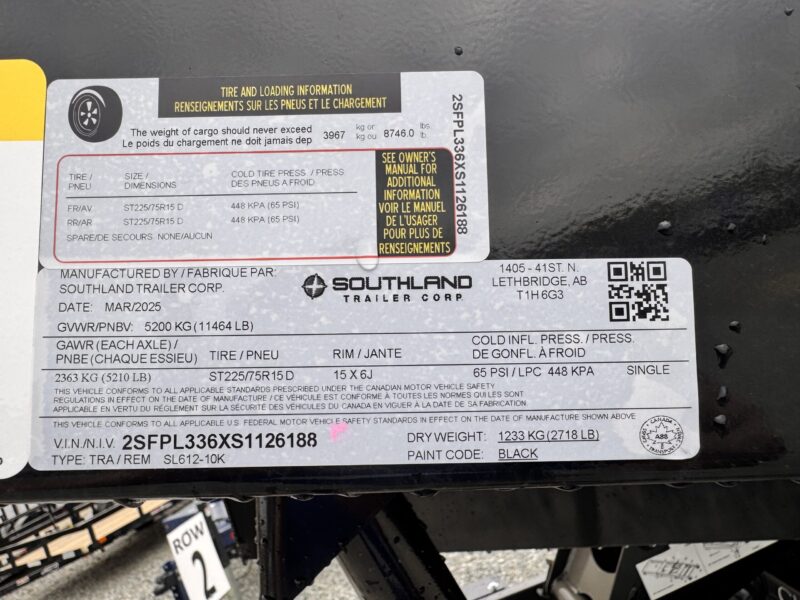 2025 Southland SL612-11K 6x12 Dump Trailer 2' Sides 11K GVWR - Image 3