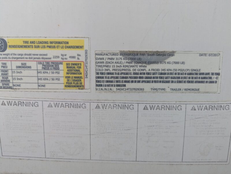 2018 South Ga Cargo USED 7X14 ENCLOSED WITH RAMP WHITE 7K - Image 2