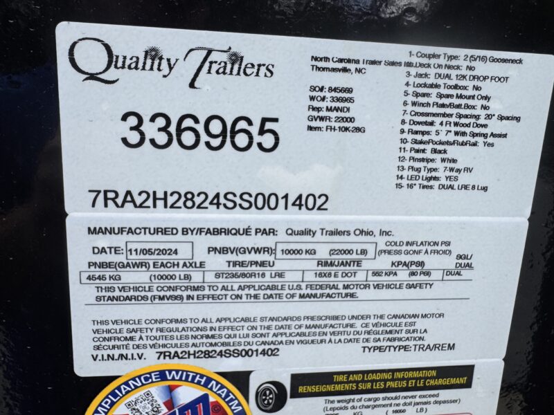 2025 Quality of OH 8.5x28 Gooseneck Deckover Equipment Trailer 22K GVWR - Image 2