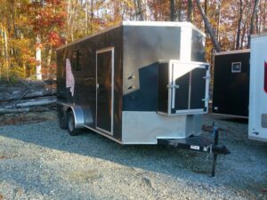 2024 Quality Cargo USED 716ENCL-CUSTOM Black 7x16 Dog Grooming Barn Doors 7K