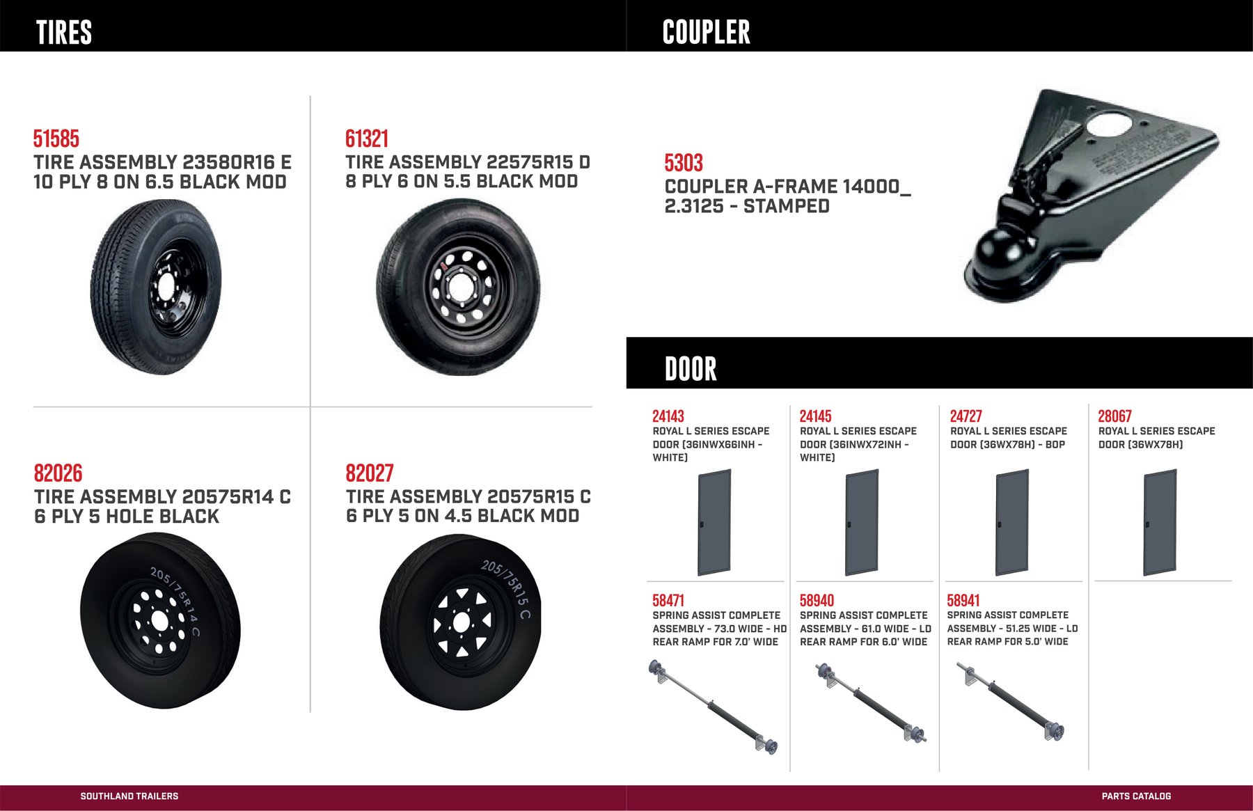 Southland Trailers parts catalog page 3