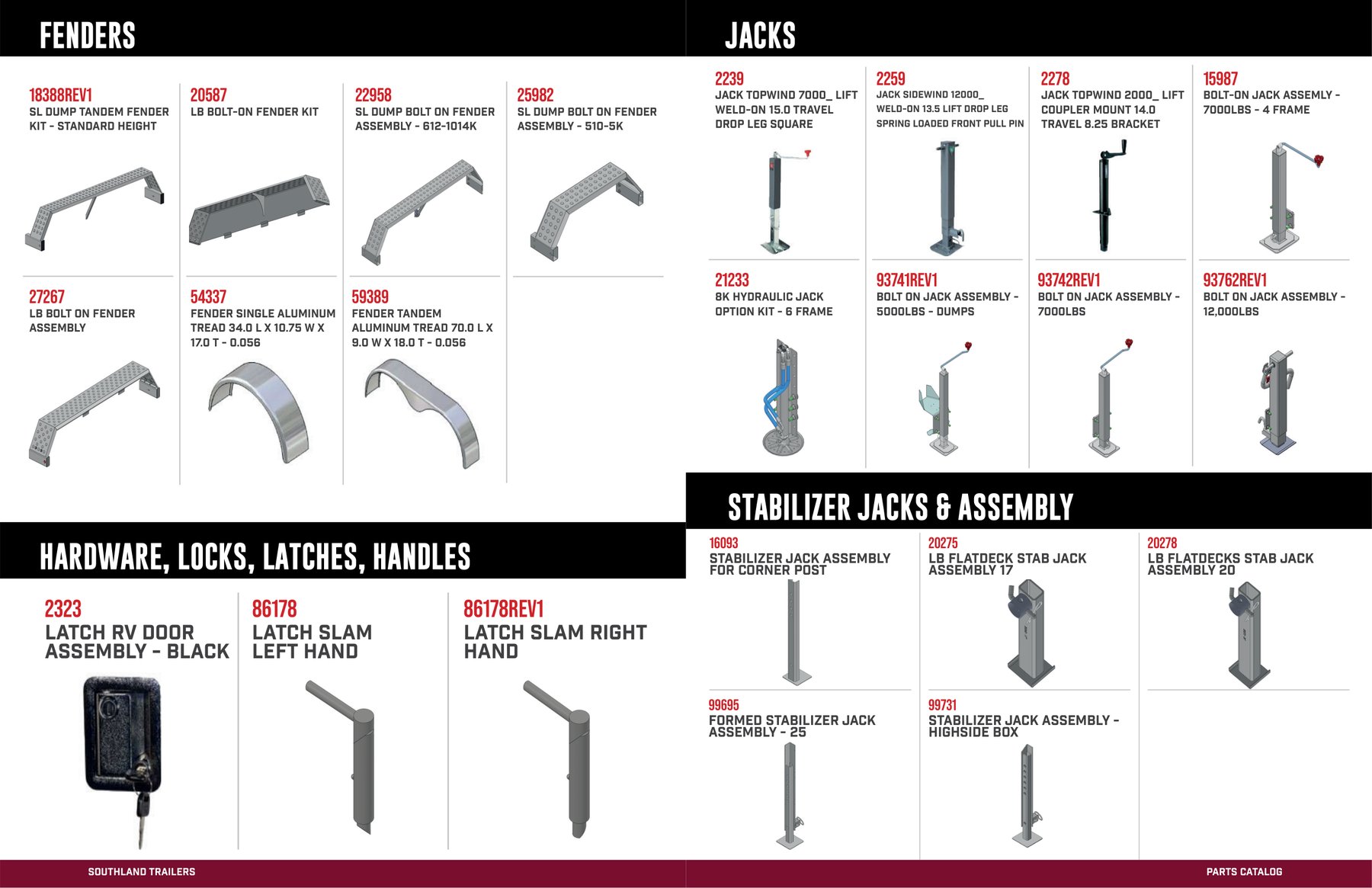 Southland Trailers parts catalog page 6
