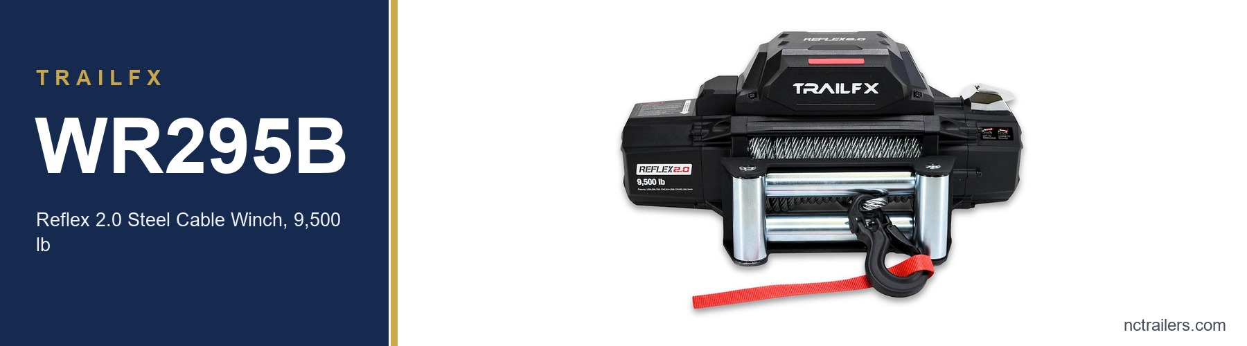 TrailFX WR295B Reflex 2.0 steel cable electric winch, 9,500 lb capacity