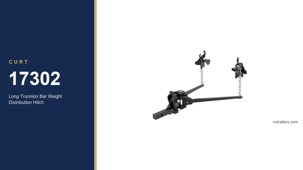 CURT 17302 long trunnion bar weight distribution hitch with 30-5/8 inch forged steel spring bars